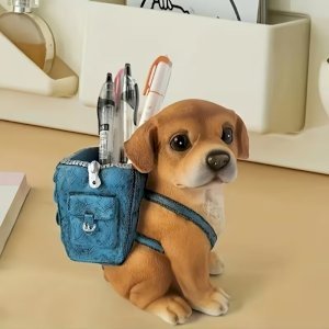 1pcs Cute Dog Shaped Pen Holder with Backpack Design – Creative Desktop Stationery Organizer & Storage Box