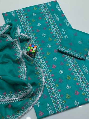 3 pec cross stitch Embroidery lown suit 8 colors 