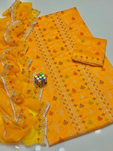 3 pec cross stitch Embroidery lown suit 8 colors 